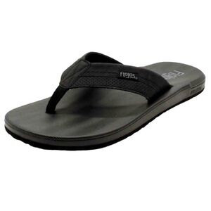 Flojos Ryan Men's Faux Leather Thong Flip Flops Sandals Black Sz 9 Summer Beach